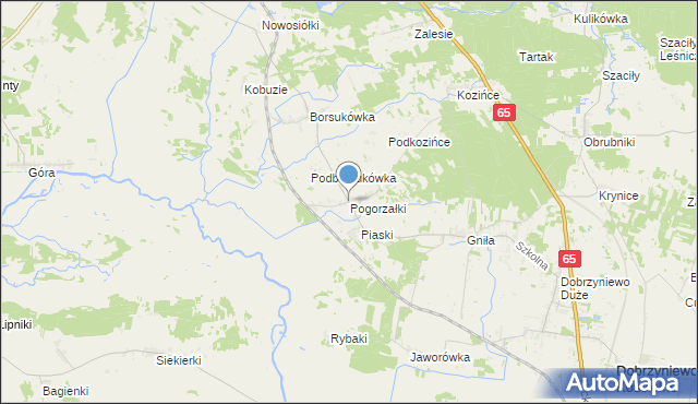 mapa Pogorzałki, Pogorzałki gmina Dobrzyniewo Duże na mapie Targeo